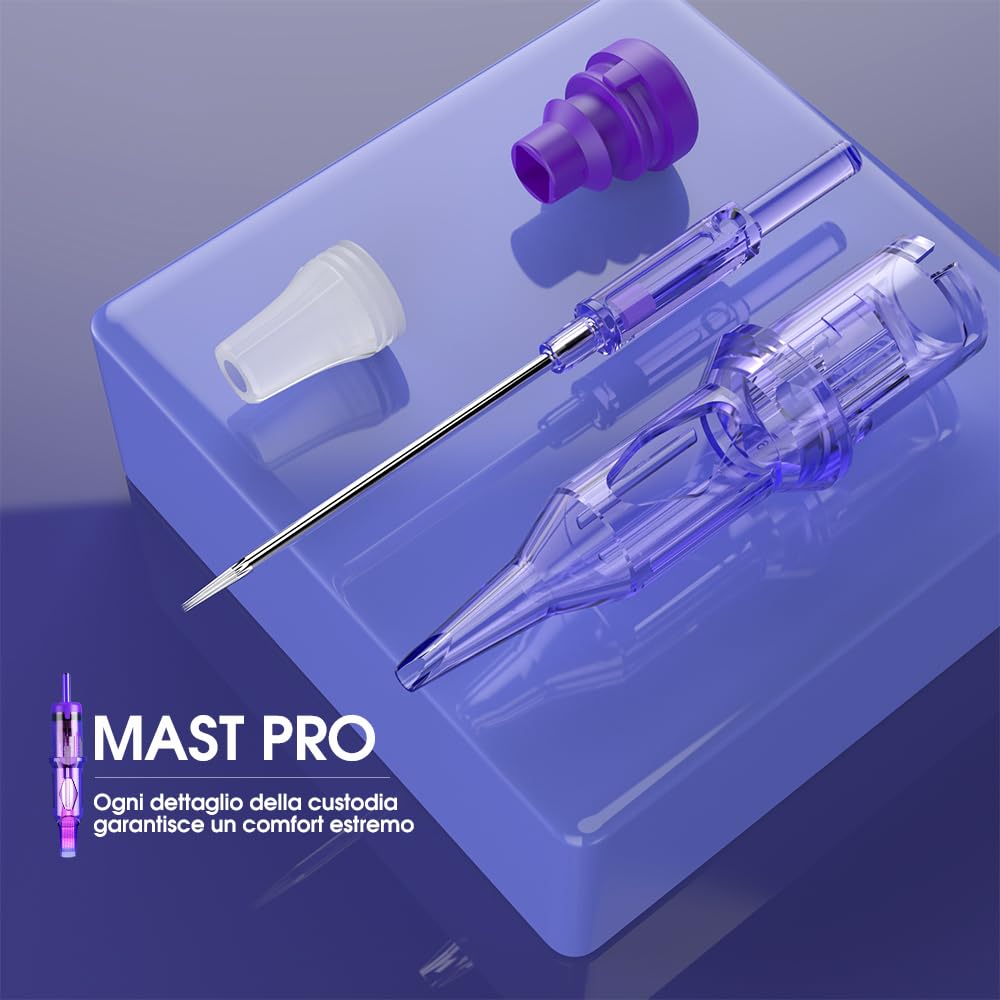 Mast Pro Aghi per Tatuaggi Professionale 20pezzi #08 0.25 0803RL Standard Round Liner Microblading Tattoo Needle Cartridge per Macchinetta Tatuaggi