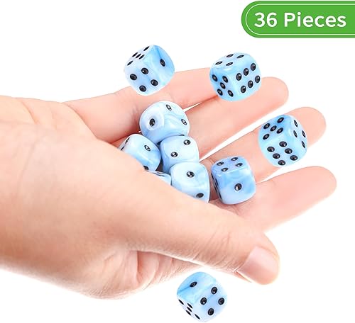 Miniatura 118 de Juego de 36 dados mini de 0.472 in, 6 caras, juego de dados con patrón de perlas, 6 dados estándar para Yahtzee, Bunco o enseñanza de matemáticas