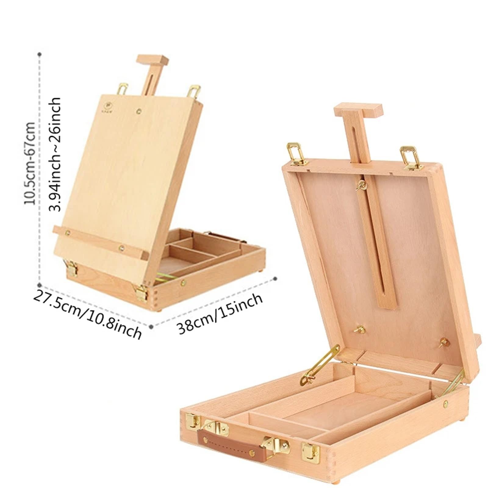 Caballete en caja for computadora portátil Ginflash Fillet - Maleta de pintura multifuncional con accesorios de hardware, almacenamiento de arte portátil for artistas y creadores