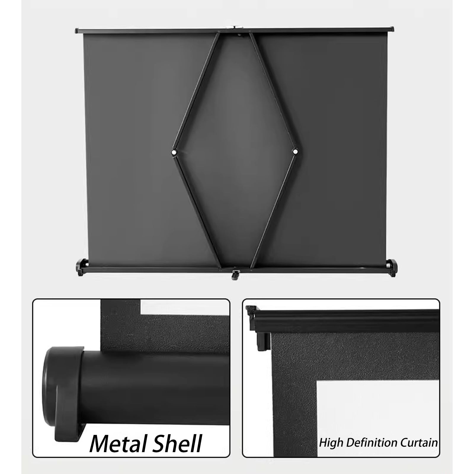 30", 40", 50" Schermo Proiettore Telo Proiettore Portatile per Campeggio Ufficio Home Theater, Schermo Proiettore da Pavimento, 4:3, 16:9 Schermo di Proiezione da Tavolo Retrattile(16:9,50")