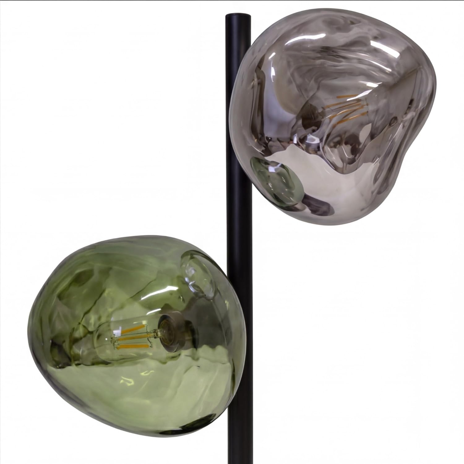 Lampada da tavolo in vetro Bianco Verde Metallo Soggiorno E14 2-fiamme 40 cm soffiato a bocca specchiato Cavo in tessuto di vetro lava Lampada da comodino Camera da letto
