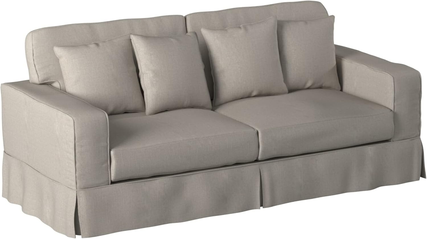 Sunset Trading Americana Replacement Slipcover Only for Box Cushion Track Arm Sofa | Performance Fabric Washable Water-Resistant Stain-Proof | Light Gray