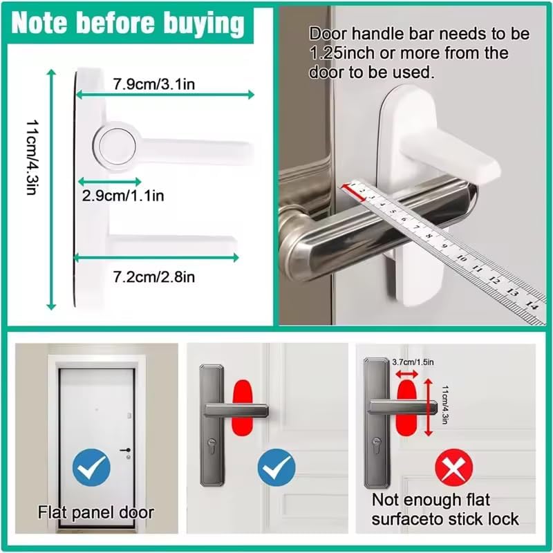 1 Pack Door Lever Lock – Prevents Toddlers from Opening Doors – Easy One-Hand Operation for Adults – Durable ABS with 3M Adhesive Backing – No Tools Needed for Install