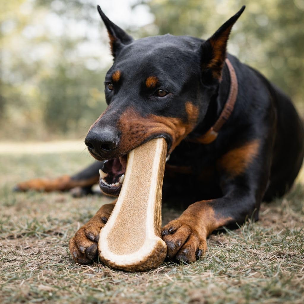 WhiteTail Naturals 2 astas de alce compartidas extragrandes para perros grandes (XL), astas para perros, caso natural, huesos para masticar cuerno de alce para