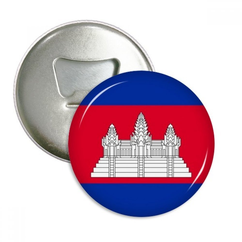 Magnet frigo Cambodge et décapsuleur rond argenté pour apéritif et décoration cuisine