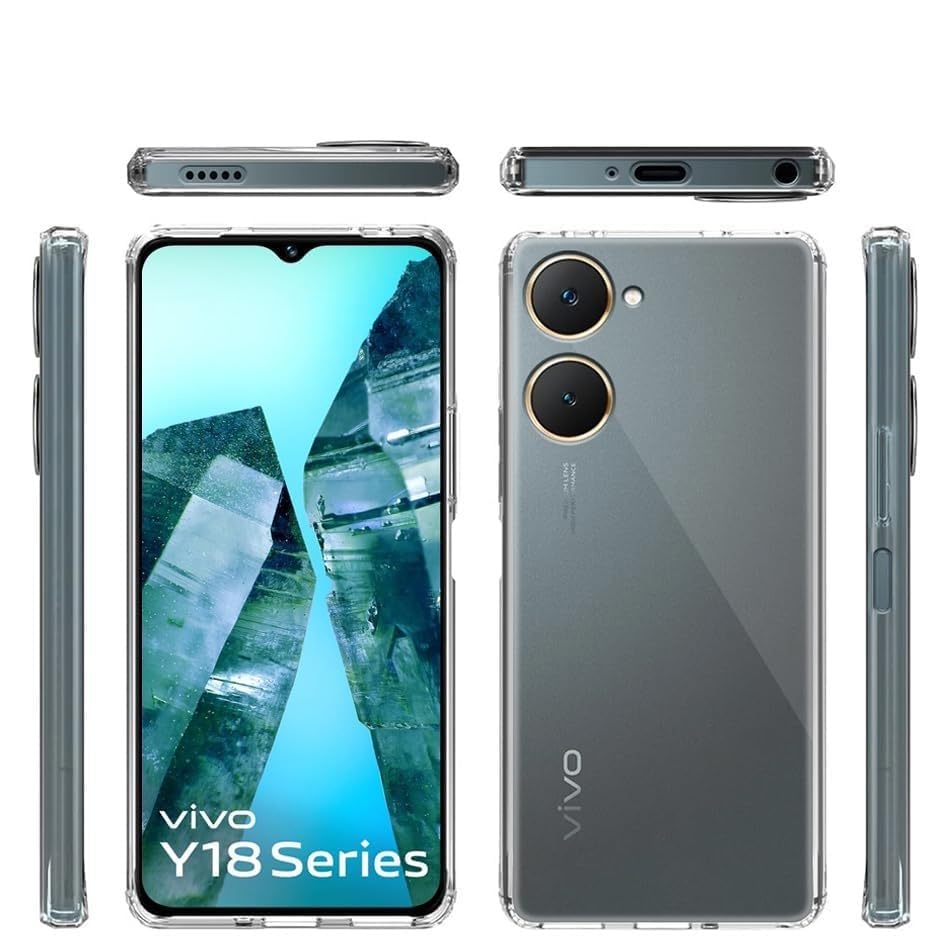 Image of COVERBLACK Soft Rubber Back Cover Compatible Model for Vivo V2333 / Vivo Y18 - Transparent