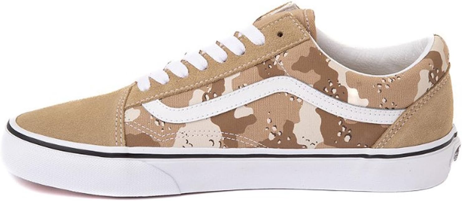 Vans Unisex Old Skool Skate Shoe - Canvas Suede Sneaker - Lace up Closure Style - Desert Camo 6