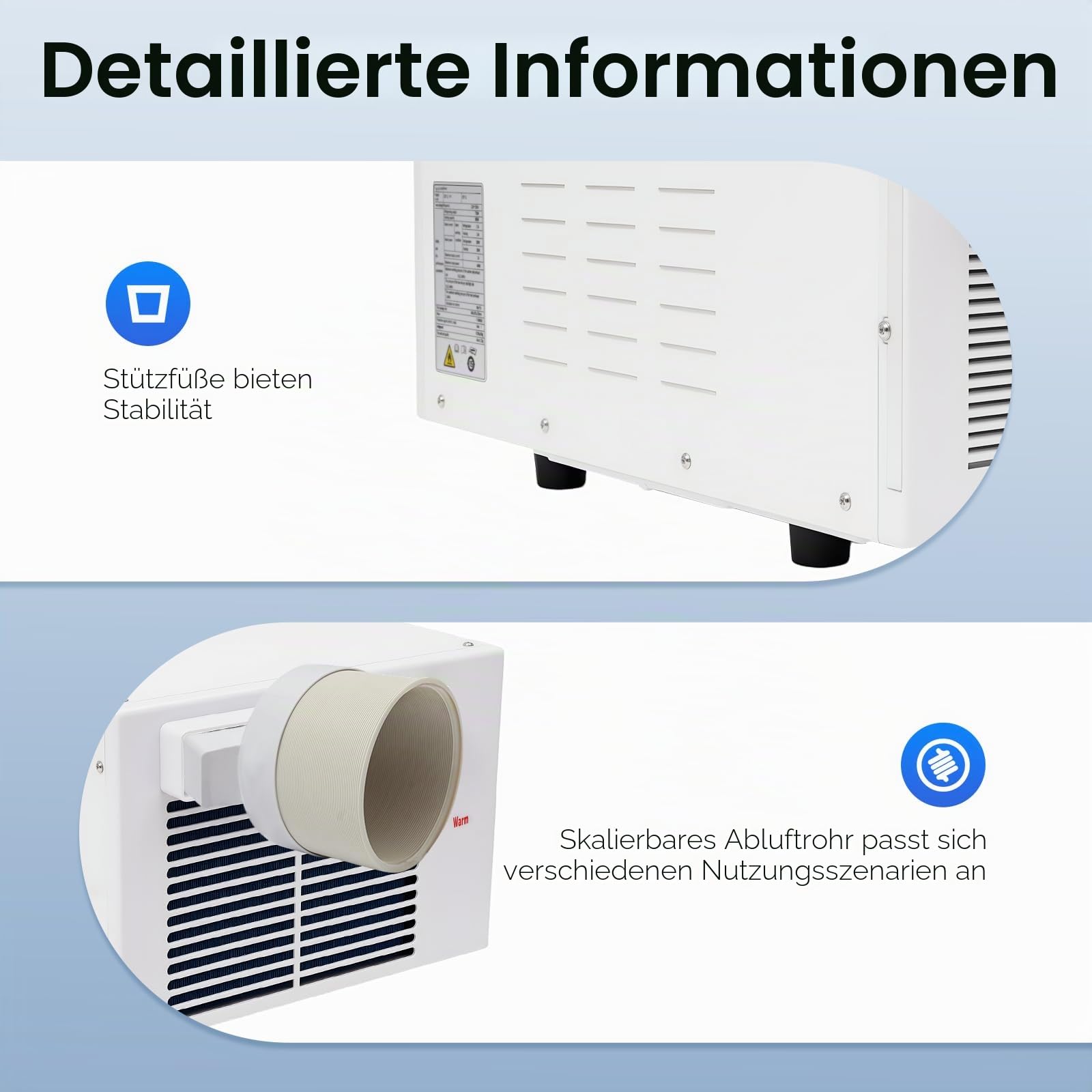 Mini Klimaanlage Mobile Luftkühler mit Fernbedienung | 280W Tragbare Kühler Lüfter Freistehend Klimaanlage für Zuhause, Büro & Camping (41.5*28.3*20.5cm)