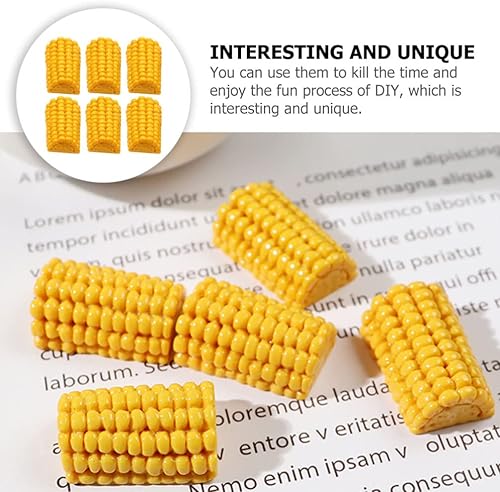 Miniatura 9 de YARNOW 20 piezas de rebanadas de maíz artificiales, pequeños adornos de imitación de corte de maíz de 0.73 x 1.1 pulgadas, adornos de mazorca de