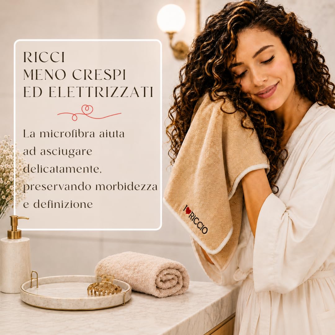 Ilovericcio Asciugamano Capelli Ricci in Microfibra, Asciugamano Plopping e Scrunching per Onde e Ricci Ideali, Rende i Capelli Morbidi e Lucidi, 90 x 54 cm