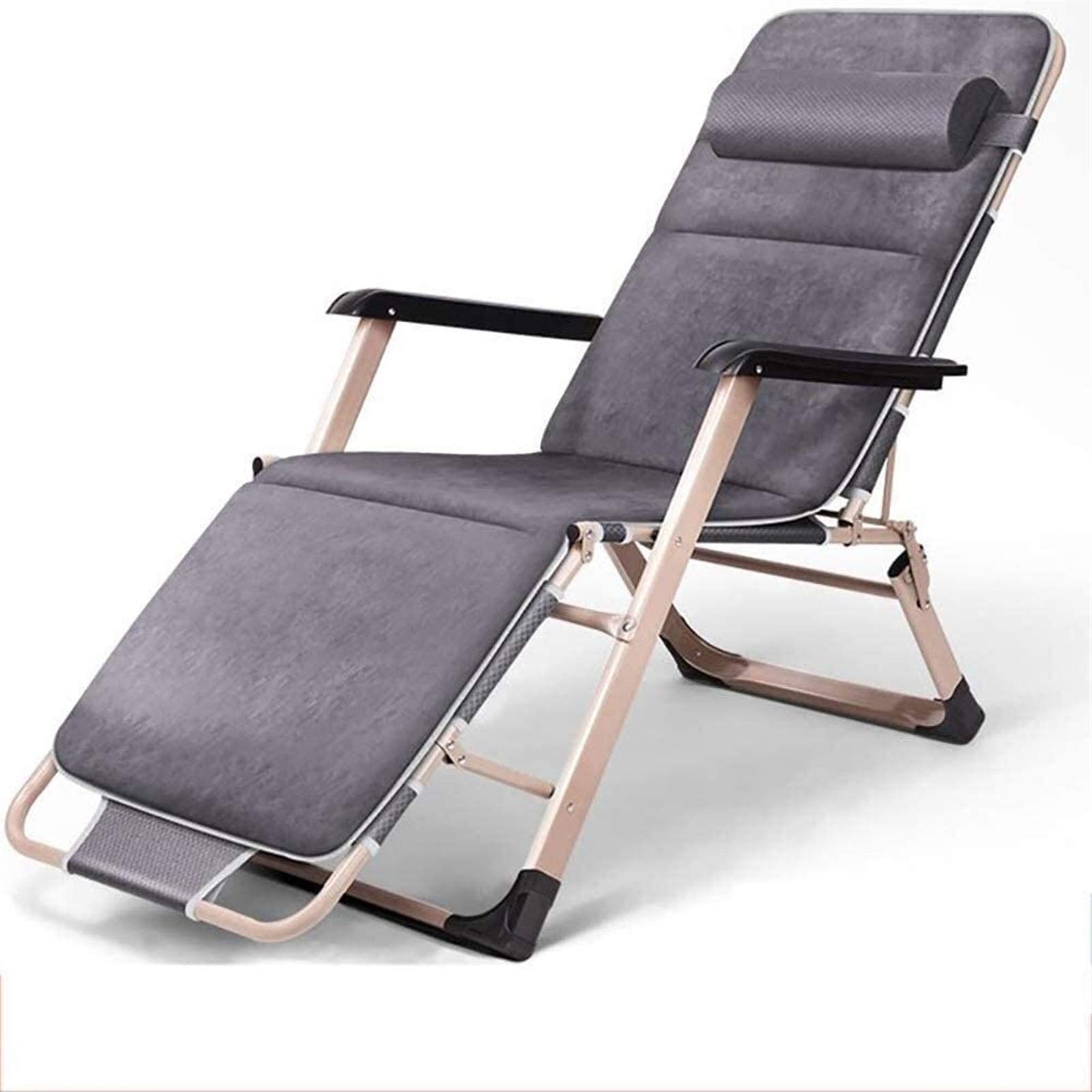 Chaise pliante portable inclinable gris anthracite transat de jardin et fauteuil de bureau