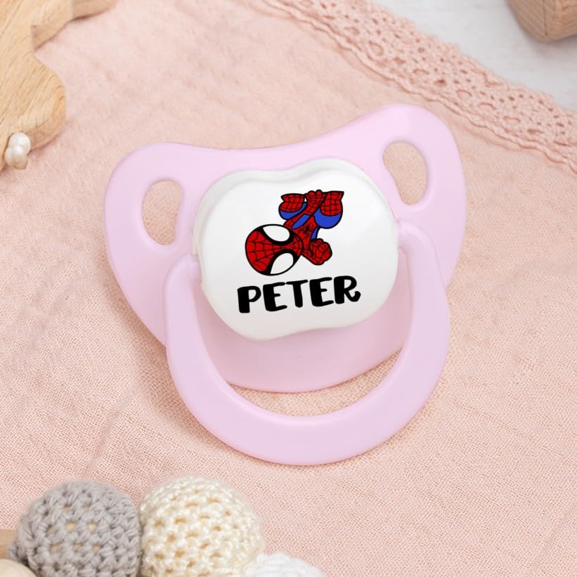 Wanapix | Personalised Baby Dummy | Silicone Teat for Newborns | 0-6 Months | Anatomical Soother BPA & Phthalate Free | Spider