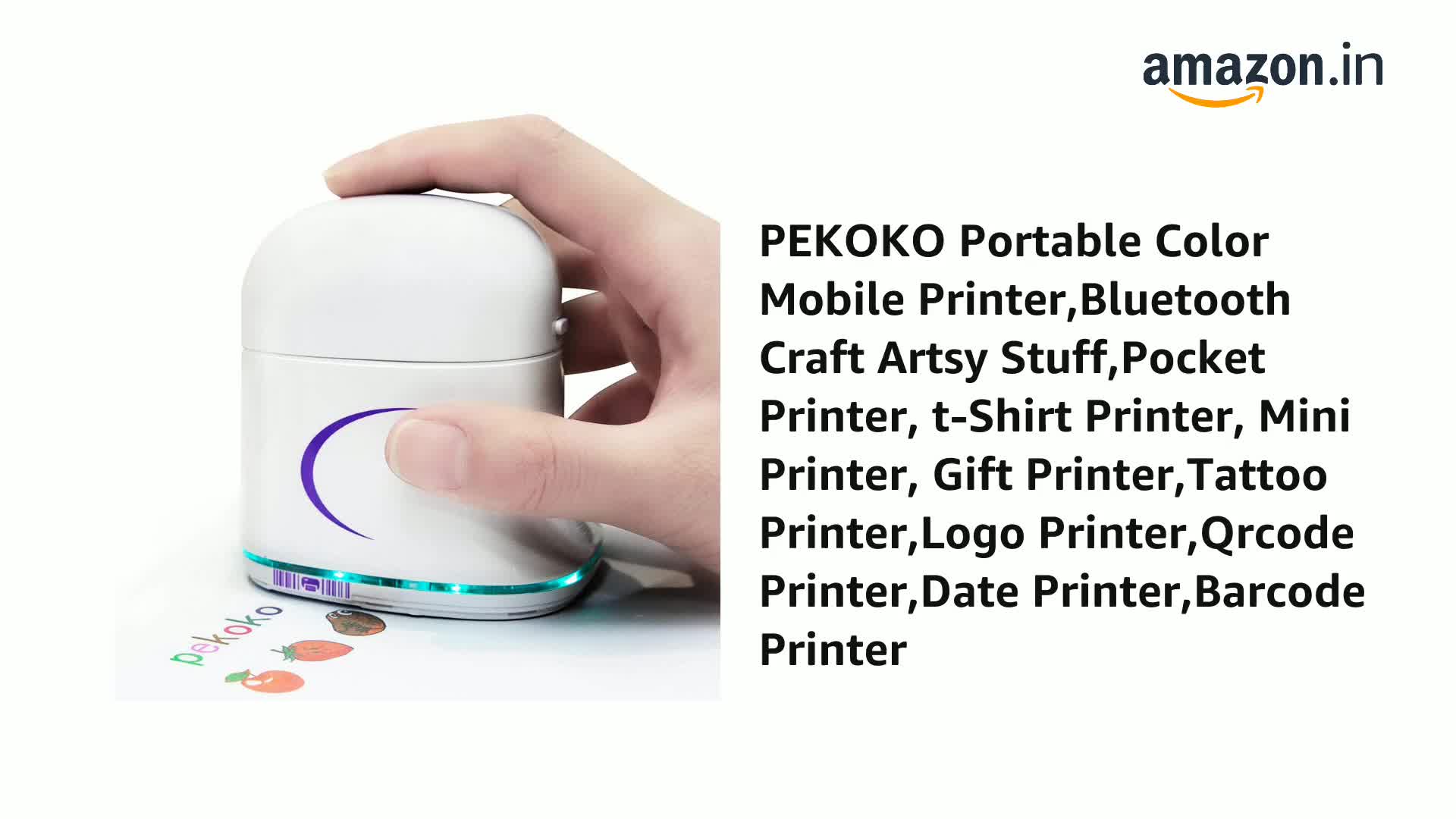PEKOKO Portable Color Mobile Printer,Bluetooth Craft Artsy Stuff