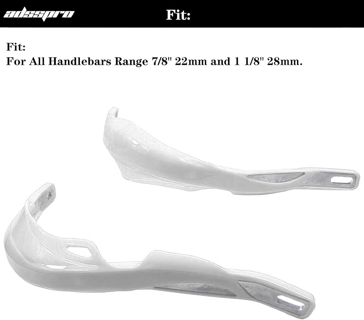 Universal Motorcycle Handlebar Protection Hand Guards Handguards Handle Protector Protective Gear 7/8" 22mm and 1 1/8" 28mm with Mounting Kits for Dirt Pit Bike Motocross ATV （White