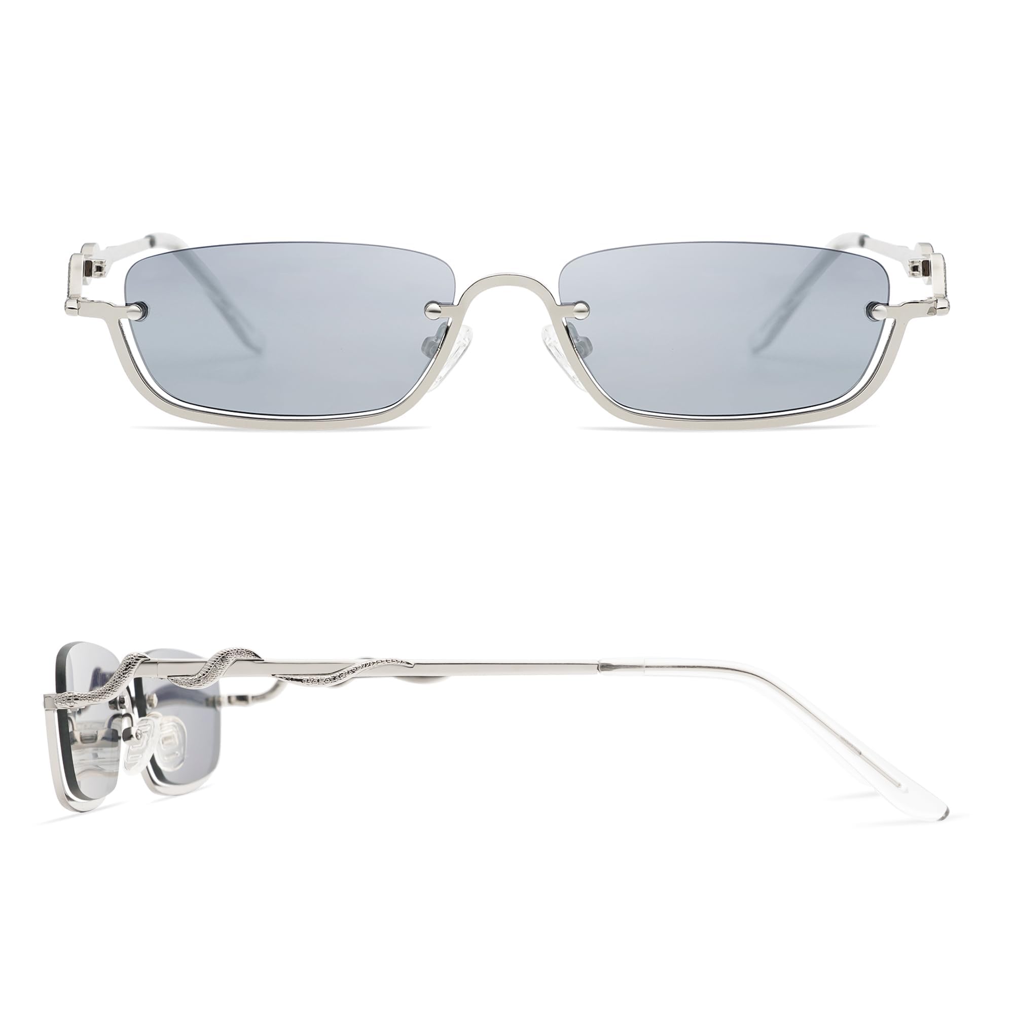 Y2K Snake Sunglasses for Women Men Narrow Rectangular Y2k Chic Sunnies AP3649