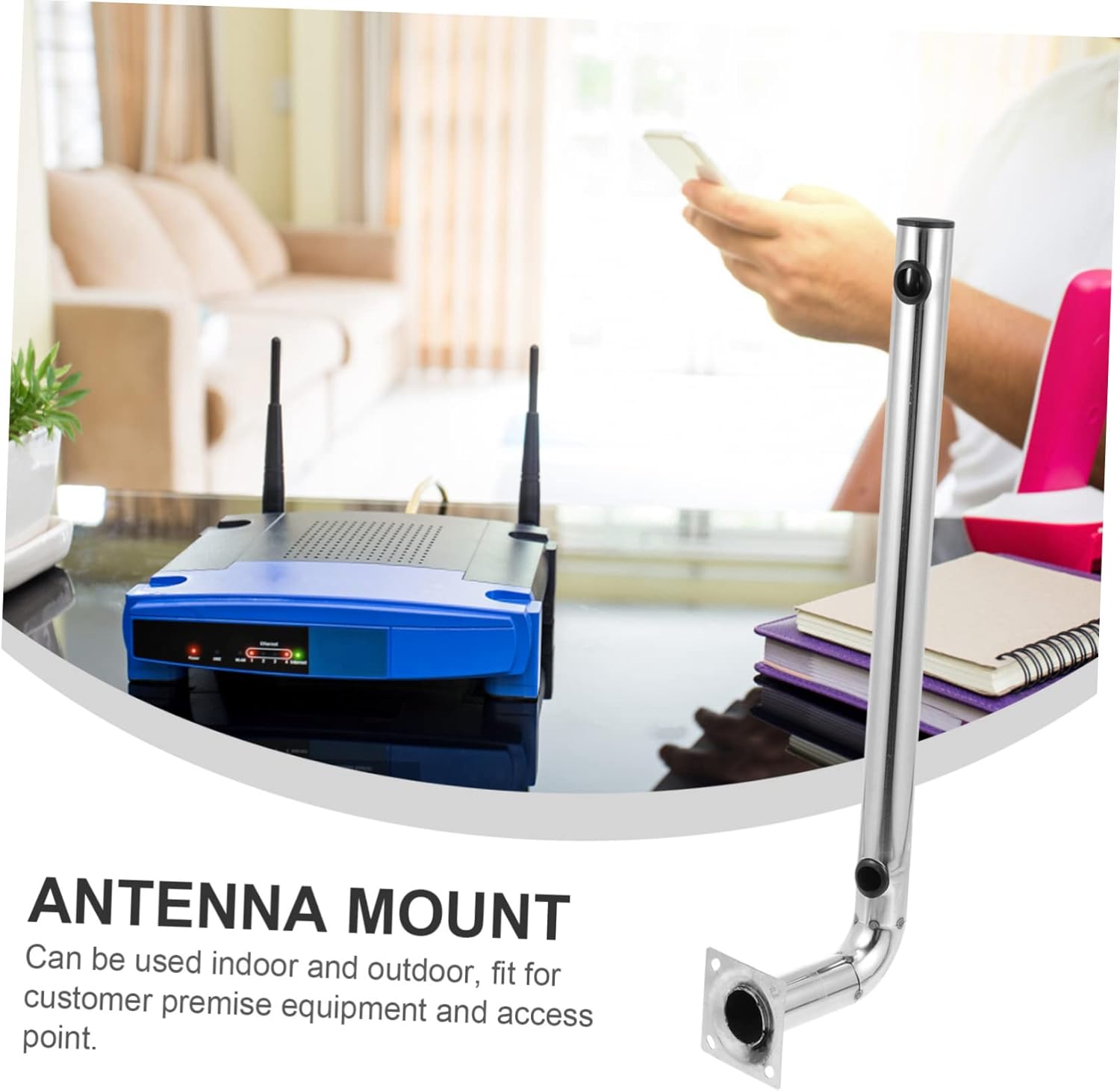 Stainless Steel L-Shaped Antenna Mount Bracket for Access Points Sturdy Pole Mounting Hardware for Outdoor Use Random Color