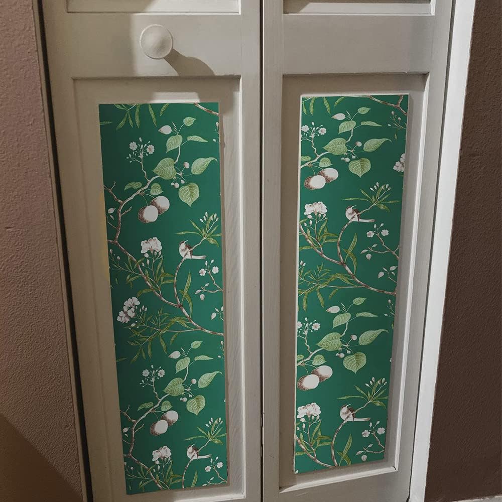 2 Pack Shelf Liners Green Striped Butterfly Self-Adhesive Drawer Cabinet Papers Line Dining Table TV Stand 17.7 Inch Wide