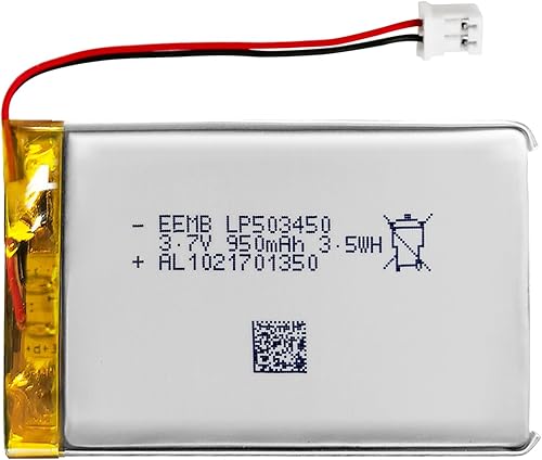 EEMB 3.7V Lipo Batería 950mAh 503450 Batería de iones de polímero de litio recargable con conector JST Asegúrese de que la polaridad del dispositivo