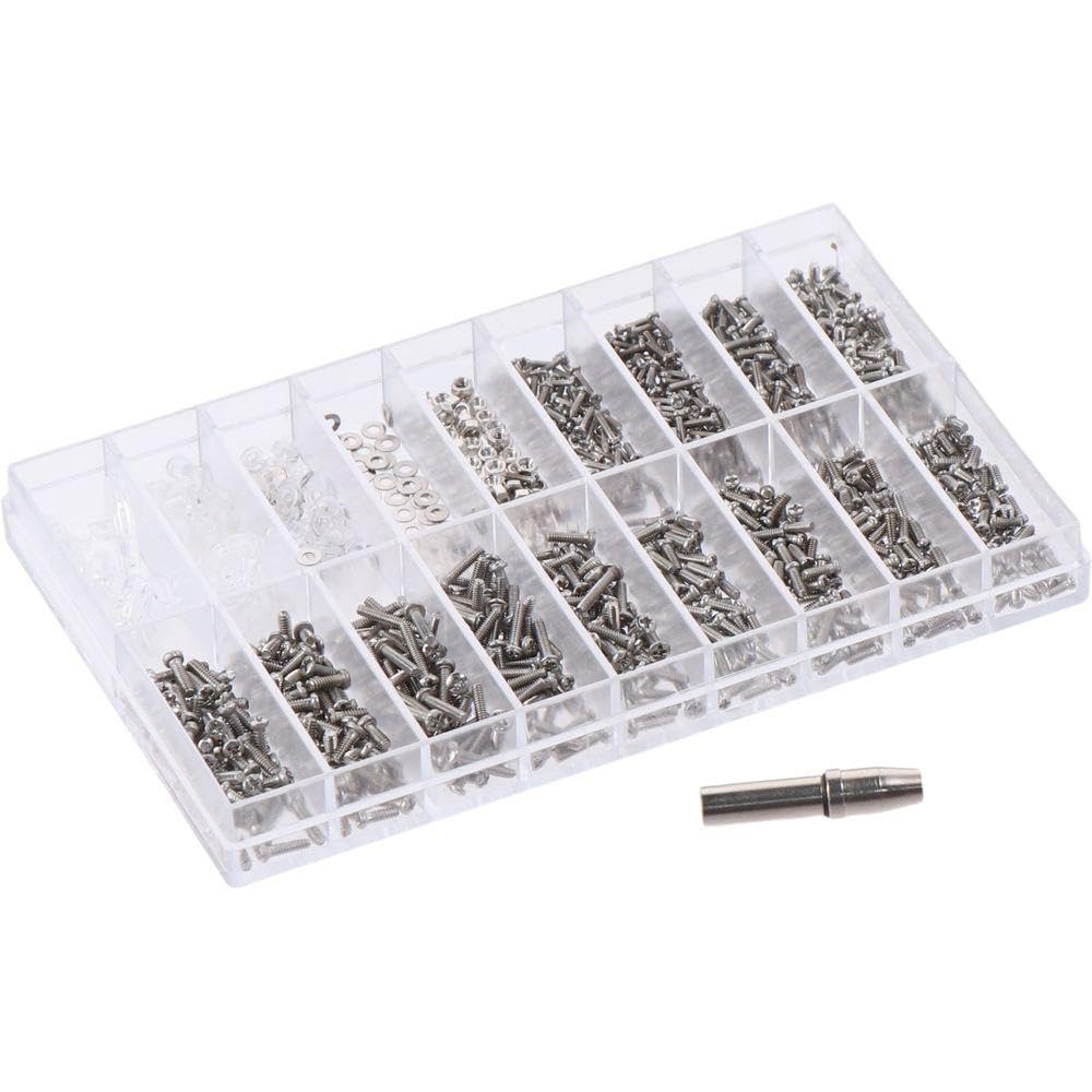 HOBBYIN M1/M1.8/M2/M2.5 Phillips Pan Head Small Machine Screws, Tiny Screws, Mini Screw Assortment Kit Repair Screws for Glasses, Watches, Clocks (with Screwdriver & Tweezer)