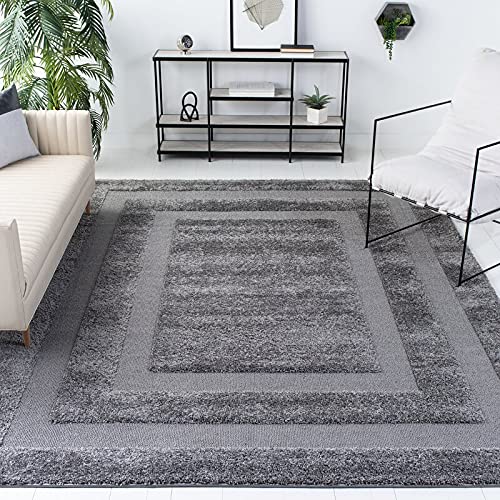 Image of Rectangular Box Square Shaggy Carpet for Living Room, Bedroom, High Low Design Finish Microfiber 1.8 Inch Pile High, 4x4 Feet Grey|Grey Color