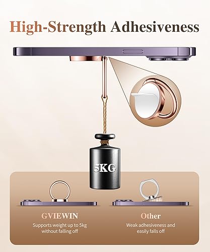 Miniatura 3 de GVIEWIN Soporte de anillo de teléfono celular de mármol, agarre de metal para soporte magnético de automóvil compatible con iPhone 15 Pro Max15