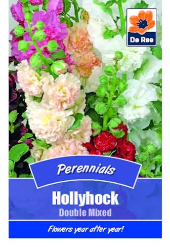 Flower Seeds Hollyhock Double Mixed - 39 Seeds Packet Plant Bedding Borders Containers Pots Grow Your Own Garden Plant Seed