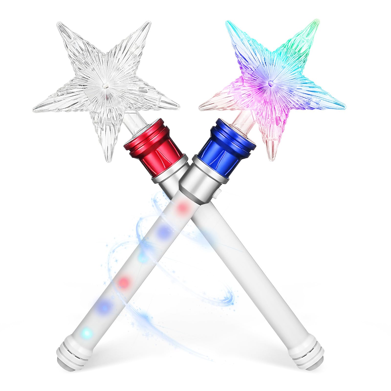 Toyvian Glowing Toy Star Wand: 2pcs Star Flashing Wand Girl Birthday Party Favor, Princess Led Stick for Cosplaying Princess, Glitter Stick Light up Toy for Concert Cheering