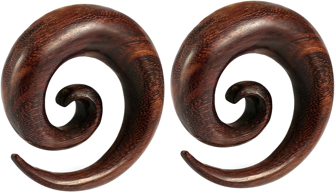 Organic Iron Wood Spiral Tapers - Expander - Stretching - Gauge Ear Plug Body Piercing Jewelry