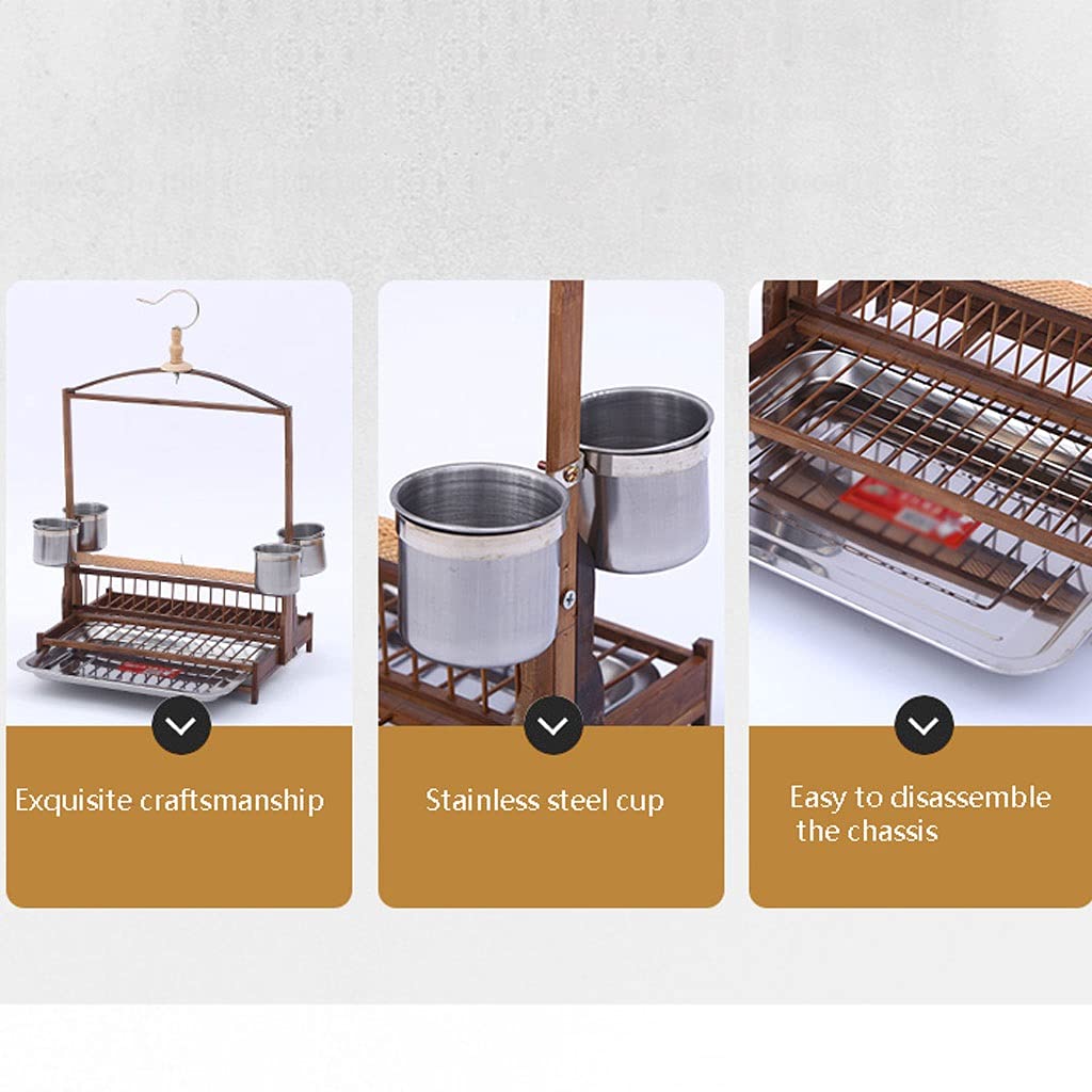 Supporto interattivo per pappagalli, gabbia per uccelli, supporto interattivo con tazza in acciaio inox per cibo e telaio per piccoli pappagalli, accessori per animali domestici (L)