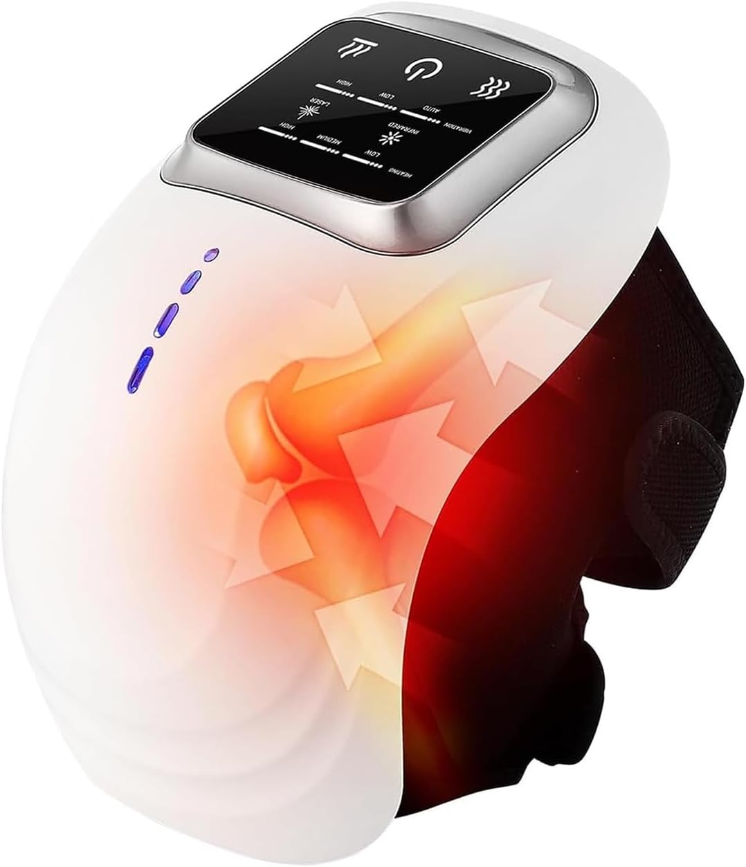 Heated Adjustable Temperature Wireless Knee Massager, LED Screen, Wearable Rechargeable Knee Massager for Swollen and Painful Joints(Silver)