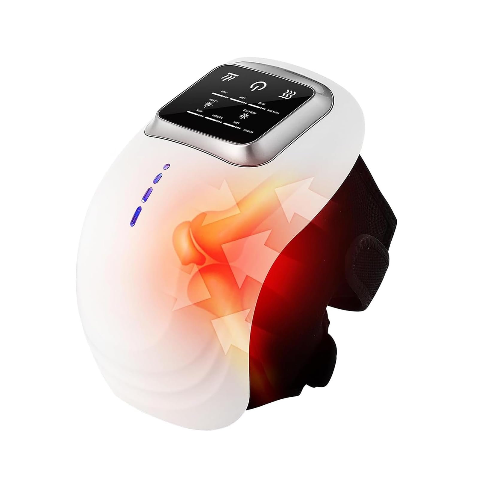 Heated Adjustable Temperature Wireless Knee Massager, LED Screen, Wearable Rechargeable Knee Massager for Swollen and Painful Joints(Silver)