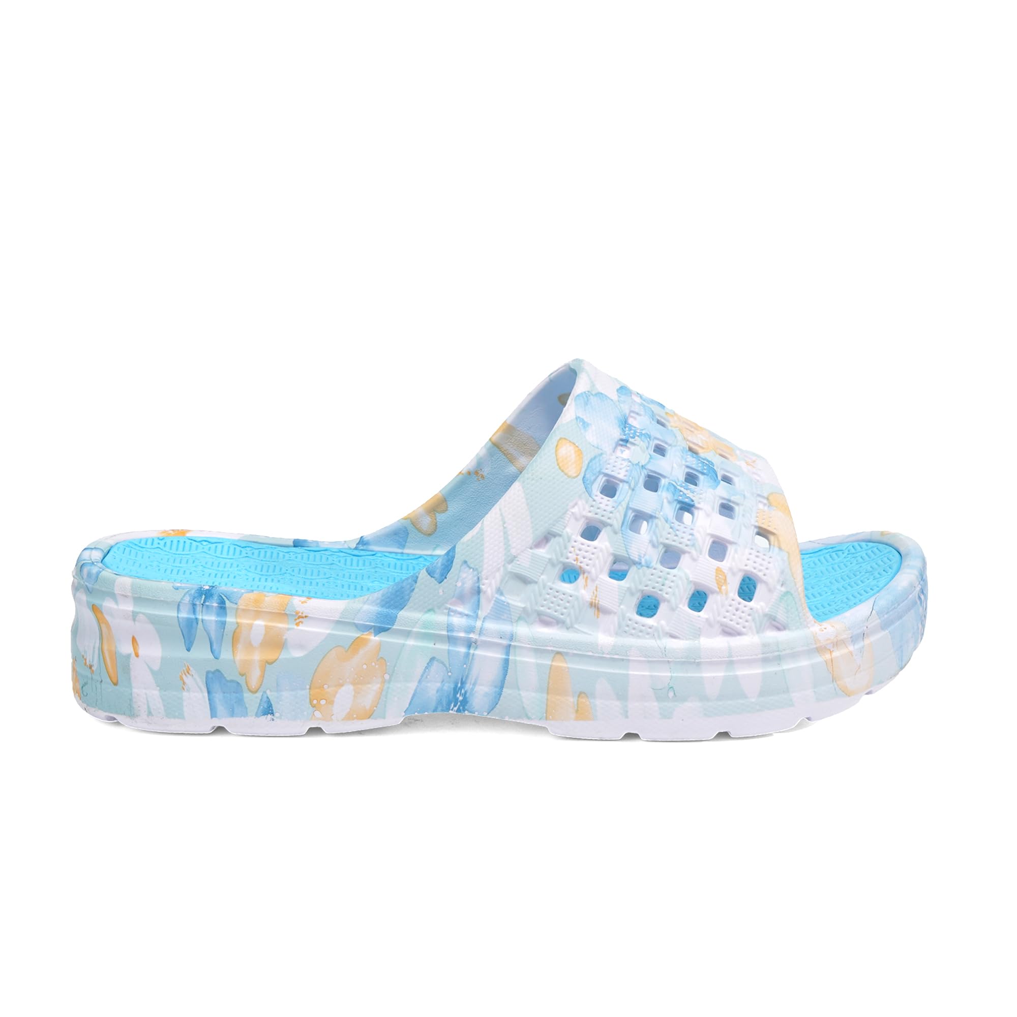 JOMIX Claquettes Femme avec Motif Floral Mules Sandales Semelle Épaisse en EVA Pantoufles de Bain Antidérapantes pour Plage Piscine Maison