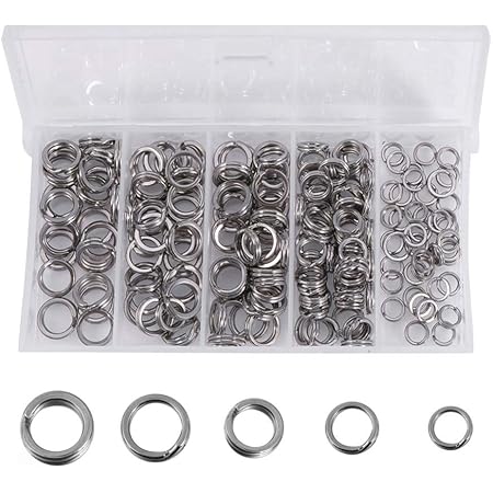 Amazon スプリットリング 0個セット 直径5mm 6mm 7mm 8mm 9mm ソリッドリング 5サイズ 収納ケース付 平打ち リング 釣り 海釣り 釣り道具 釣り具 釣り用品 Yffsfdc スプリットリング