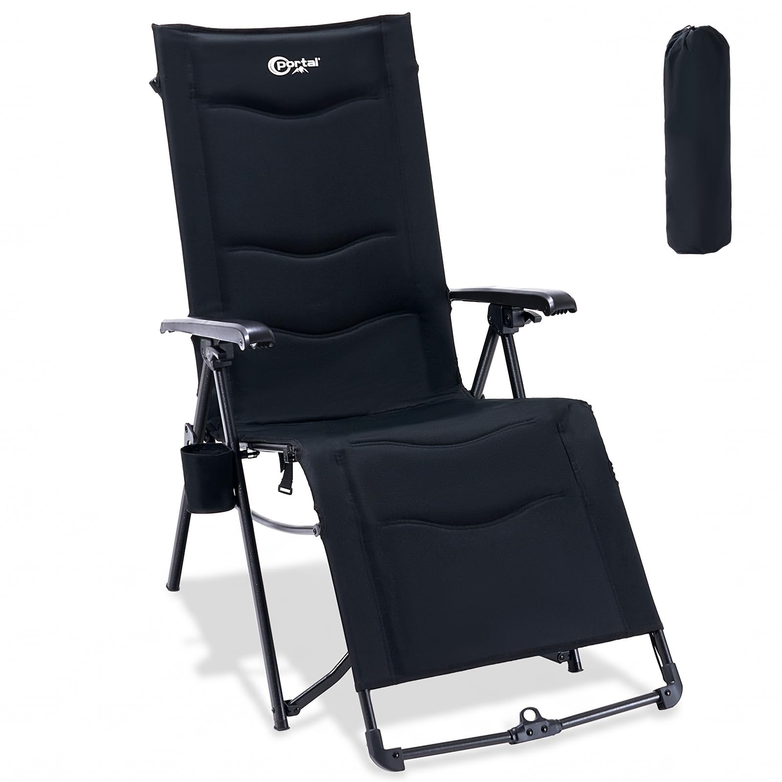 Portal Reclining Camping Chair Garden Chairs Sun Lounger Bundle-Fold Zero Gravity Chairs Heavy Duty 180kg Support Deck Chair with Leg Rest Adjustable Lounge Chair for Outdoor Patio Beach Indoor