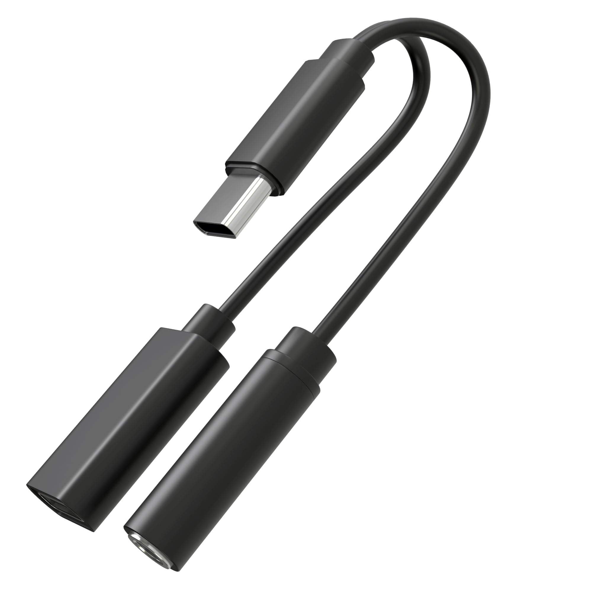 Elegant Ox USB Type C to 3.5 mm Headphone Jack Adapter, 2-in-1 USB C PD 3.0 Charging Port to Aux Audio Jack and Dongle Cable Cord Compatible with Smartphones (Black)