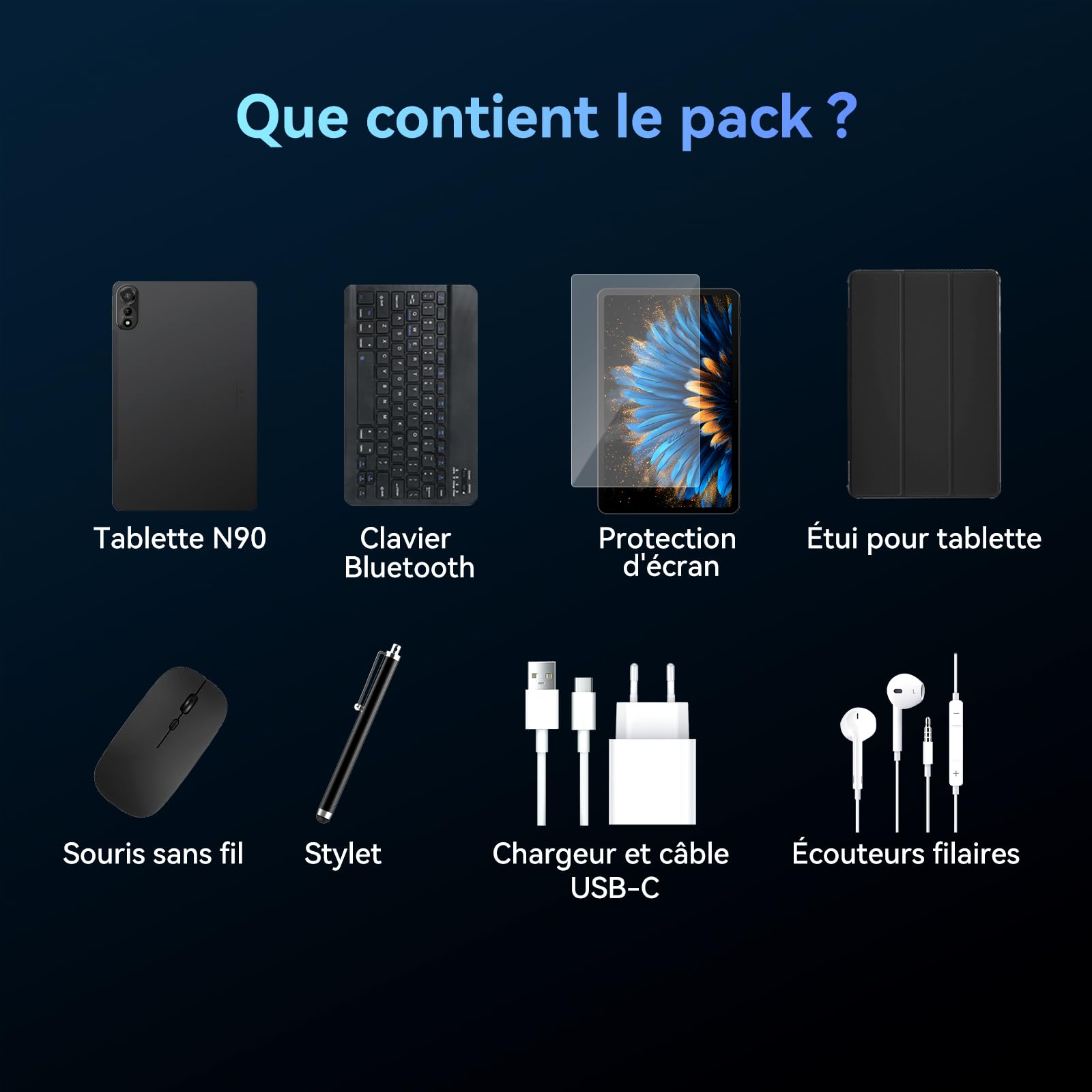 2026 Dernier Android 16 Tablette,12 Pouces Tactile Tablet avec Clavier,4G LTE+5G WiFi,120HZ 2K FHD 24Go RAM+128Go ROM,9000 mAh,Octa-Core Tablets Gaming avec Stylet,Gemeni AI/GPS/WideVine L1/Face ID
