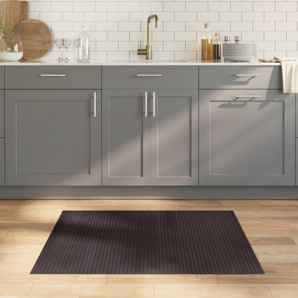 Tapis moderne en bambou marron foncé 80x100 cm antidérapant rectangulaire