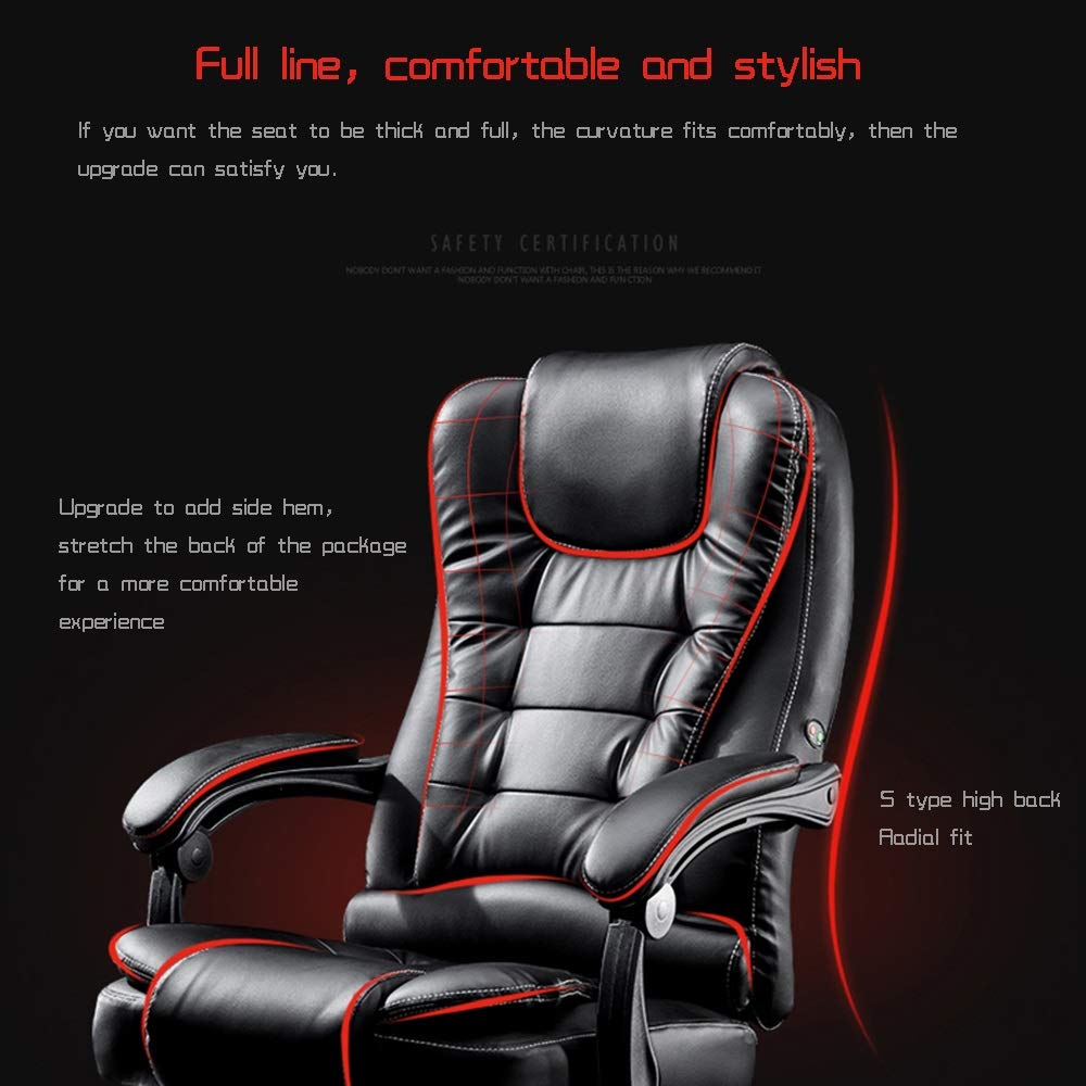 Liggend High-back PU lederen gaming bureau stoel dubbele dikke kussen uitvoerende en ergonomische draaibare stoel lagercapaciteit: 330 lbs (Size : With footrests