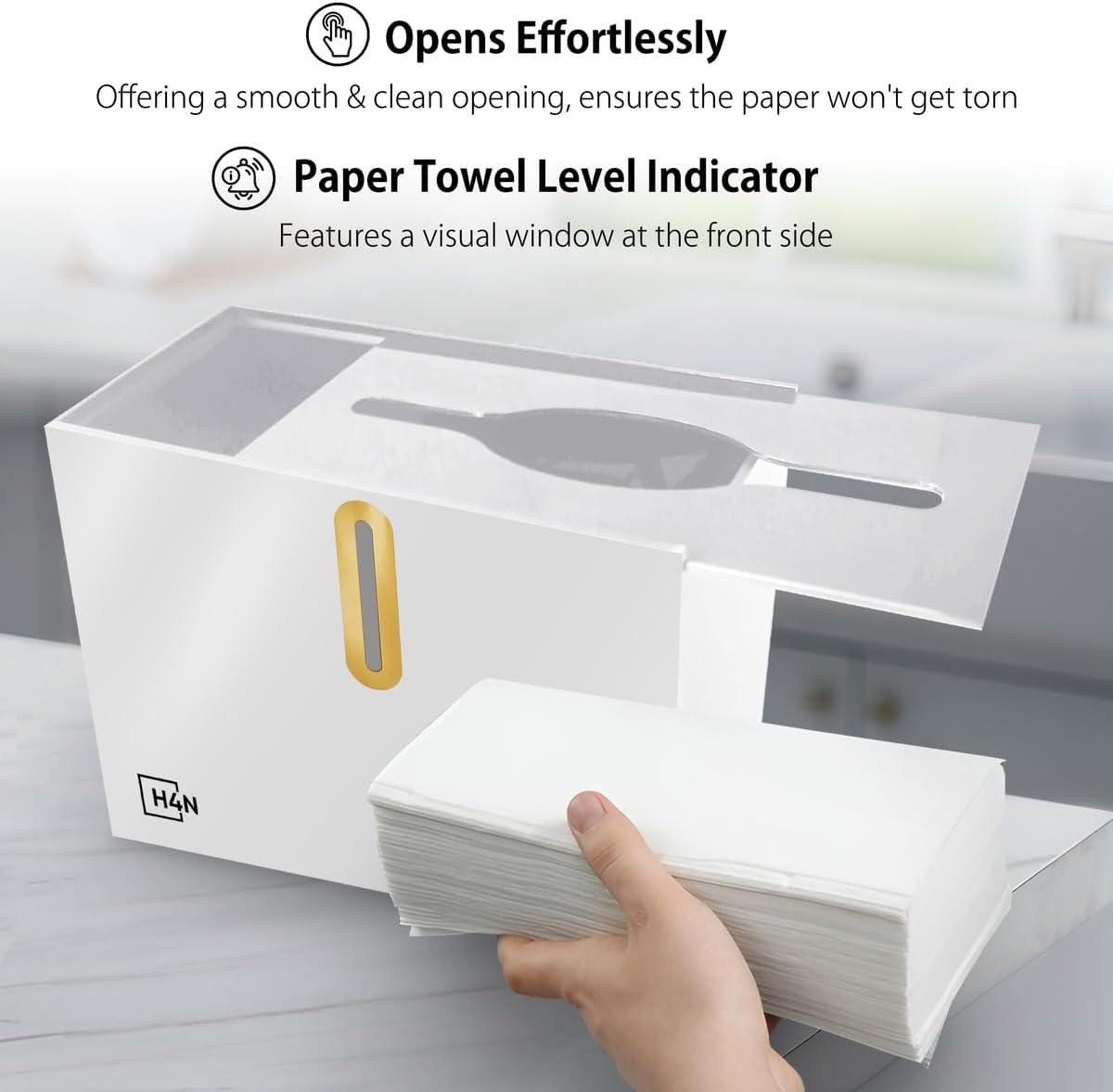 H4N Multifold Hand Paper Towel Dispenser Countertop, Compact Design, Single Sheet Dispensing for Home and Commercial Use, White - Image 5