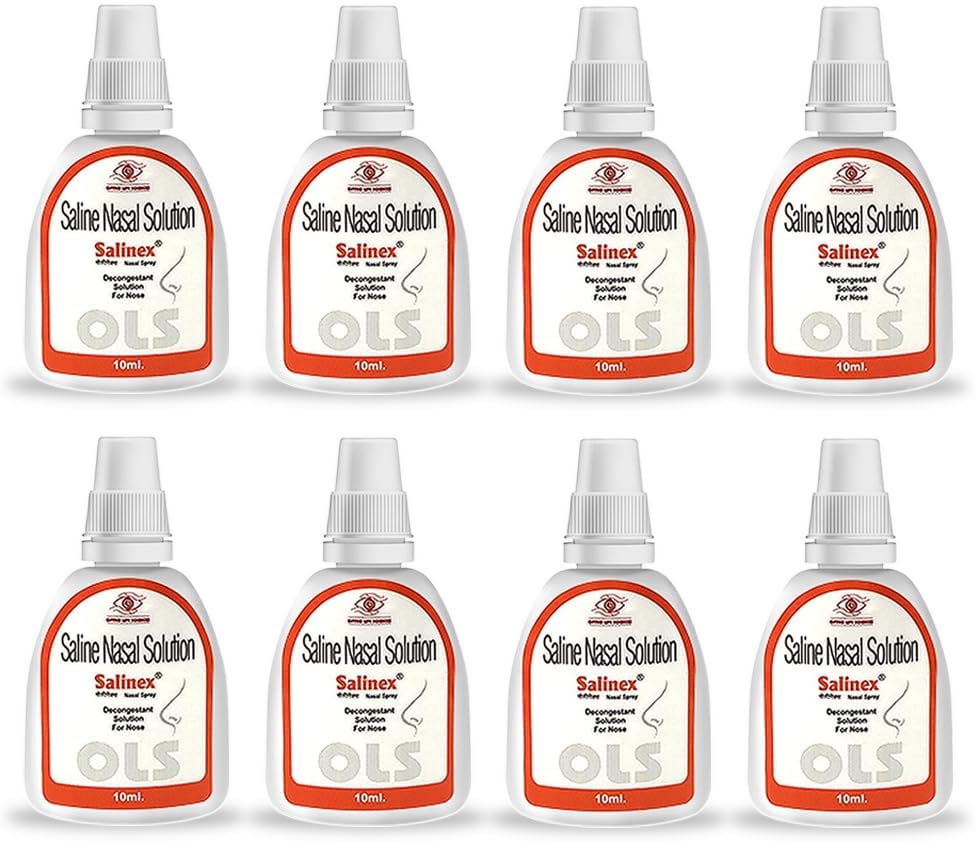 Salinex Nasal Spray | Unblocks Nose in 25 secs | 12 hours relief from Nasal Congestion and Blocked Nose (10ml) (Pack of 8)