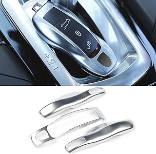 Jaronx 3PCS Remote Key Covers for Boxster Turbo Cayenne Panamera Macan Cayman 911,Glossy Silver Key Fob Shell Cover Painted Keyless Entry Skin Protectors