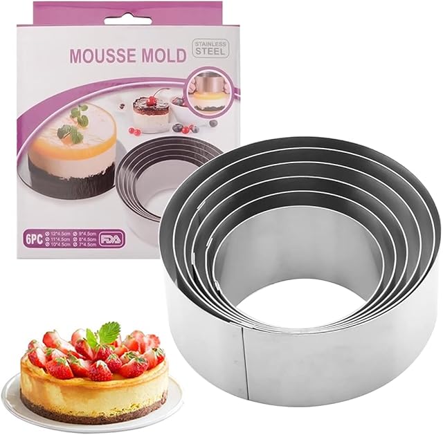 Cookie Cutter,6pcs Pastry Cutter for Baking,6 Sizes Round Mousse Moulds Shapes Scone Cutter Cake Rings, Circle Biscuit Cutters for Making Donut Pies Scone Dough Fondant