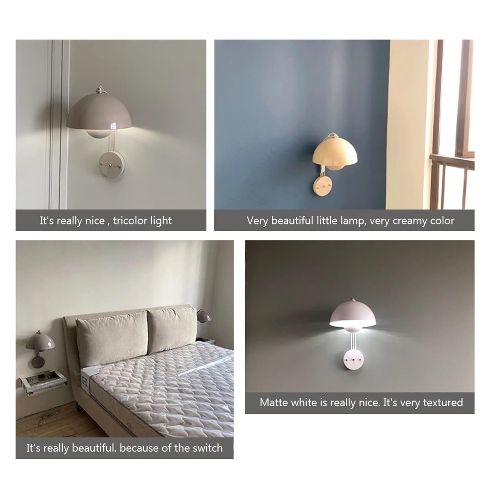 Nowoczesna Kinkiet LED Z Wtyczką Przełącznik Grzybkowy Światła Kinkiety Do Sypialni Obok Salonu Gabinet Dekoracja Wnętrz łAtwy Montaż(Warm Light,I)