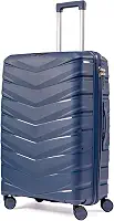 Mala De Viagem Média 23Kg Polipropileno Rodas Duplas 360 Fibra Rígida Leve Resistente Tamanho M Para Despachar (AZUL, médio)