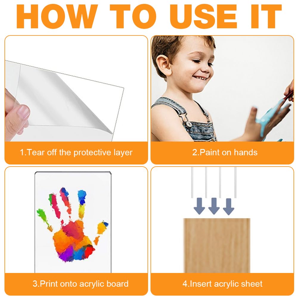 Kit d'Empreintes Familiales avec Veilleuse LED et Pigments - Cadre en Bois pour Bébé, Couples - Cadeau Personnalisé (Blanc)