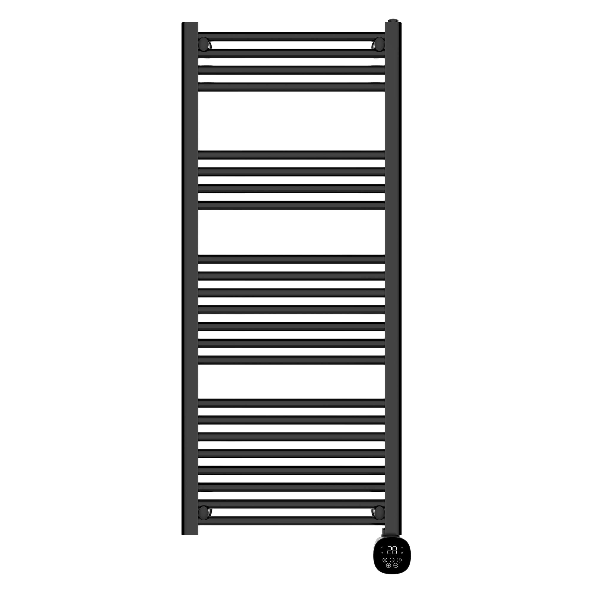 TCP SmartModern Black Ladder Style Towel Rail Radiator 1000W App Control Works with Alexa, Google Home & Siri Shortcuts, WiFi, IP24 Bathroom, Towel Warmer, Screen, Timer & Smart Schedule 500 x 1250mm