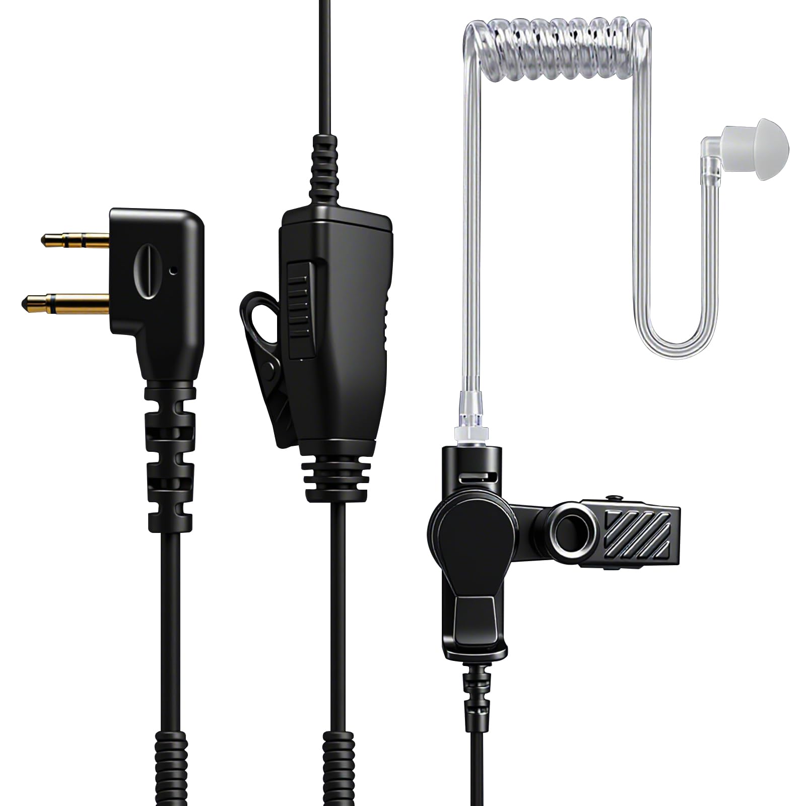 HYS Cuffie | Cuffie PTT a forma di G | 2 poli per radio | Compatibile HYS Cuffie | Cuffie PTT a forma di G | 2 poli per radio | Compatibile