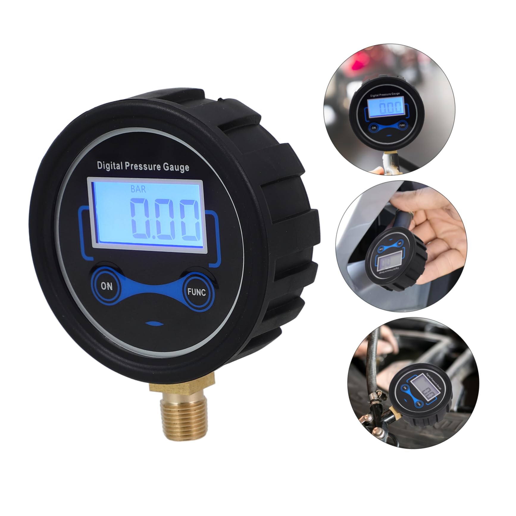 TOPBATHY 5 Piezas Manómetro De Pantalla Digital Auto Manómetro De Presión De Neumáticos Medidor De Presión De Aire De Neumáticos Indicador Presión Digital Ensayador Con El Plastico Negro