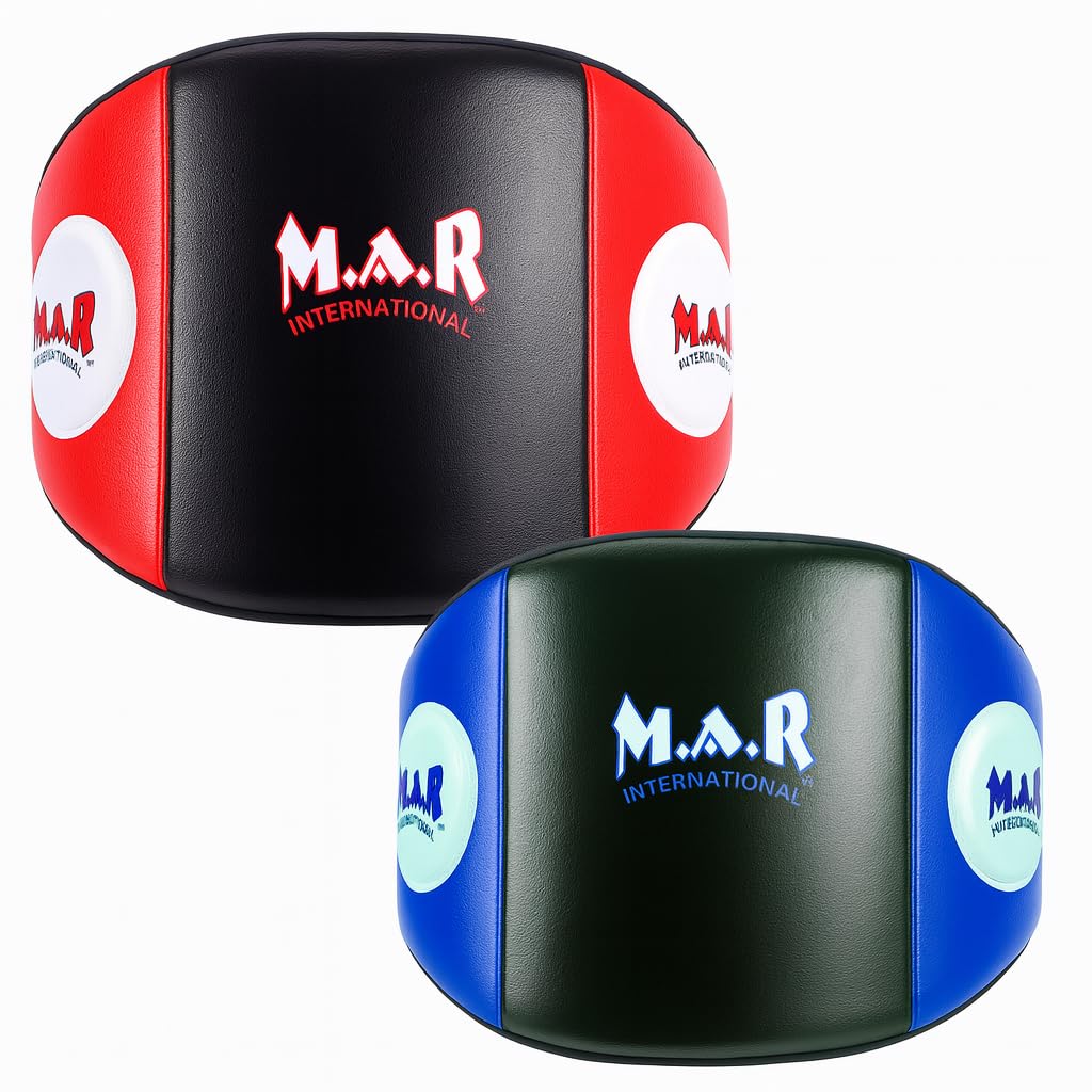 MAR | Boxing Belly Guard Pad | MMA Rib Shield & Body Protector for Muay Thai, Kickboxing, Karate & Combat Sports – EVA Foam Core, Adjustable Fit, Lightweight Microfiber Leather Design (Blue)