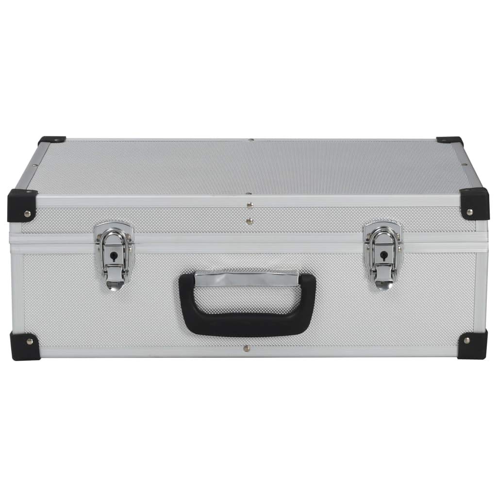 Maletín de herramientas de aluminio estructurado con 6 compartimentos, robusto maletín de almacenamiento de 46 x 33 x 16 cm para herramientas y accesorios